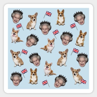 Queen Elizabeth and Corgis Sticker